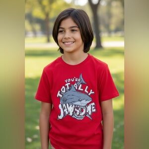 Cat & Jack Red Totally Jawsome Shark Tee